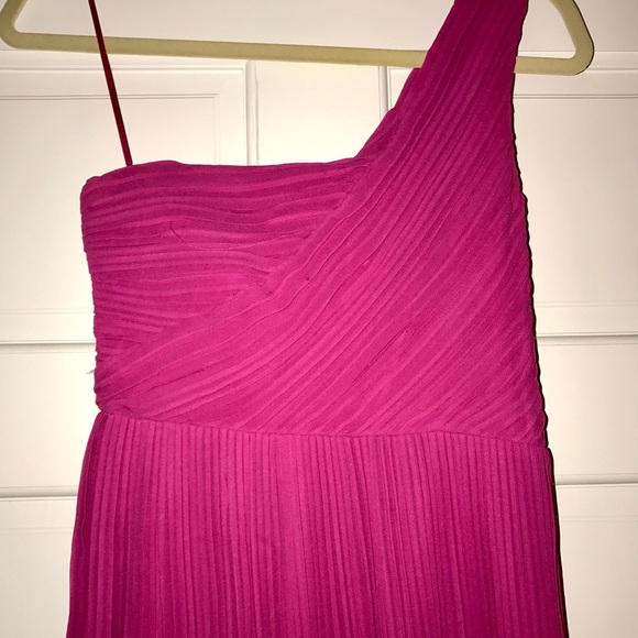 Theory Silk Taliana One Shoulder Pink Bubble Hem Mini Dress - Picture 10 of 10